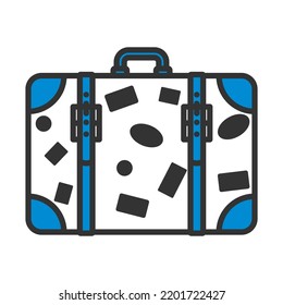 Icon Of Suitcase. Editable Bold Outline With Color Fill Design. Vector Illustration.