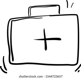 Icon suitcase a medical doctor. kit. Hand-drawn