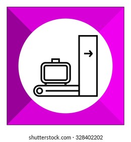 Icon of suitcase moving on luggage carousel to be scanned