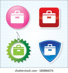 Icon of Suitcase on four different buttons. eps-10.