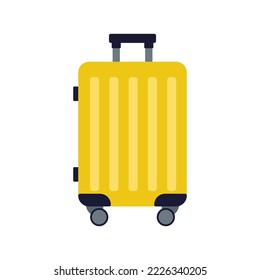 Icon of a suitcase on wheels and a handle. Hand luggage for traveling, moving to another country.