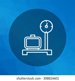Icon of suitcase standing on scales and being weighed