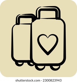 Maleta de iconos. adecuado para el símbolo de verano. estilo dibujado a mano. diseño simple editable. vector de plantilla de diseño. ilustración simple