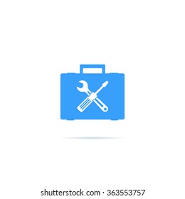 Icon suitcases with tools, help, setup.