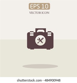 Icon suitcases with tools, help, setup.