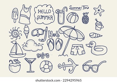 icon summer doodle collection cute 