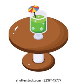 Icon of summer drink designed in isometric style 