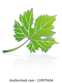 icon as summer vine leave, isolated on white with shadow