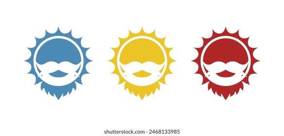 icon of the sun with a beard, rest on a white background, vector illustration