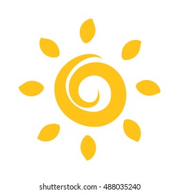 Icon sun  in cartoon style on white background. Vector illustration.