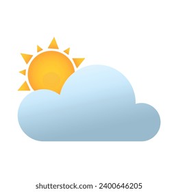 Icono de sol con nube para aplicación de pronóstico del tiempo en fondo blanco