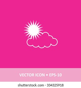 Icon of Sun Clouds on Magenta Color Background. Eps-10.