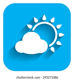 Icon of sun covered with cloud