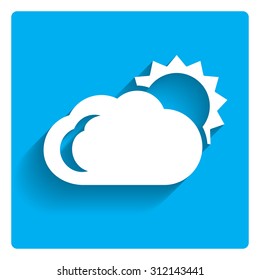 Icon of sun covered with cloud