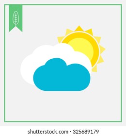 Icon of sun covered with clouds
