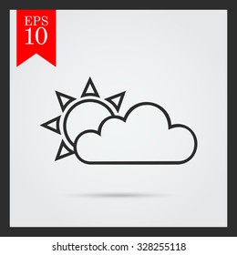 Icon of sun covered with clouds