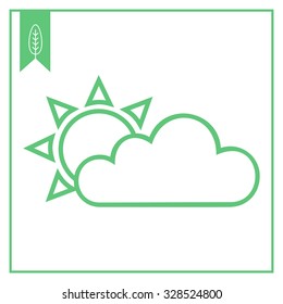 Icon of sun covered with clouds