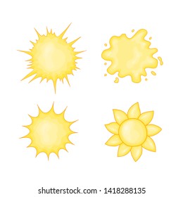 icon sun in cute cartoon style. Vector illustration isolated on white background.