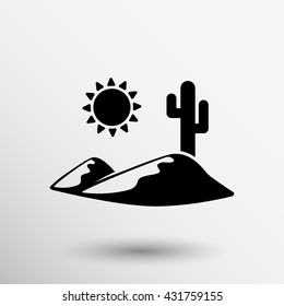 icon sun desert cactus nature graphic illustration on white background.