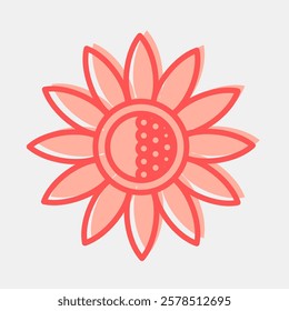 Icon sun flower. Beautiful flowers elements. Icon in two tone style.