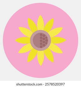 Icon sun flower. Beautiful flowers elements. Icon in color mate style.