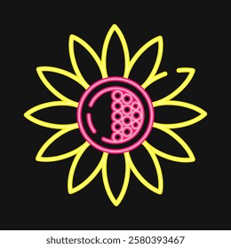 Icon sun flower. Beautiful flowers elements. Icon in neon style.