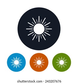 Icon sun with rays, four types of colorful round icons sun,  vector illustration