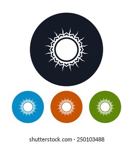Icon sun with rays ,  four types of colorful round icons sun ,  vector illustration