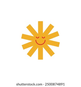 Icon sun retro smile with blank background