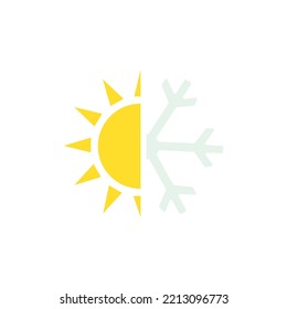 Icon Sun Snowflake, Concept Changing Seasons, Vector Illustration