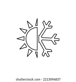 Icon Sun Snowflake, Concept Changing Seasons, Vector Illustration