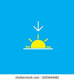 Icon of sun ,Sun Start down Collection ,Vector Illustration, Isolated On Blue Sky Background. EPS10