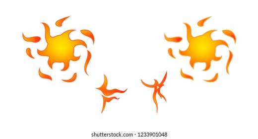 Icon of the sun, the stylized bold pattern. Sticker sun with rays. Vector illustration
