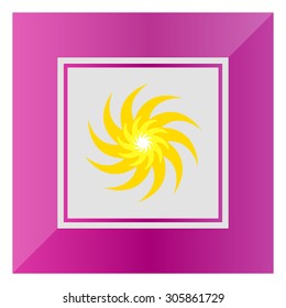 Icon of sun with swirl beams