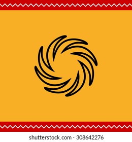 Icon of sun with swirl beams