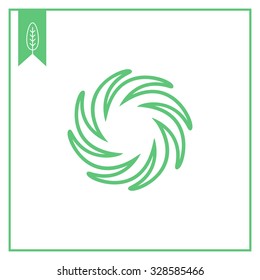 Icon of sun with swirl beams