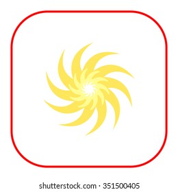 Icon of sun with swirl beams