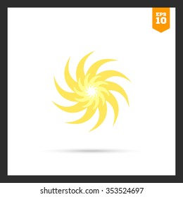 Icon of sun with swirl beams