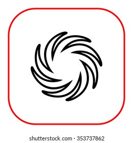Icon of sun with swirl beams