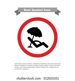 Icon of sunbed with beach umbrella