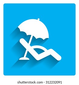 Icon of sunbed with beach umbrella