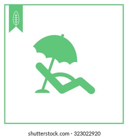 Icon of sunbed with beach umbrella