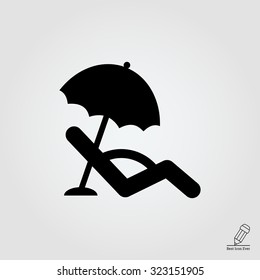 Icon of sunbed with beach umbrella