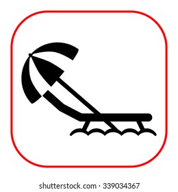 Icon of sunbed with beach umbrella