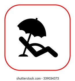 Icon of sunbed with beach umbrella