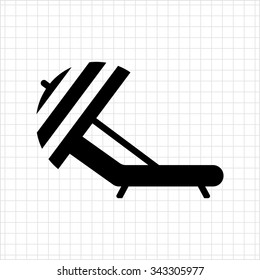 Icon of sunbed with beach umbrella