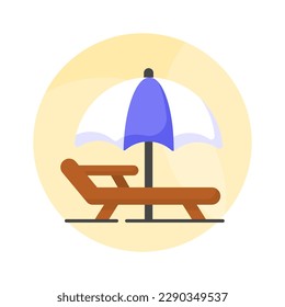An icon of sunbed represents tanning or relaxation in the sun, premium vector design