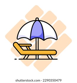 Un icono de la cama solar representa el bronceado o la relajación en el sol, diseño de vector premium