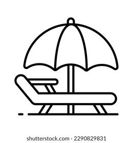 An icon of sunbed represents tanning or relaxation in the sun, premium vector design