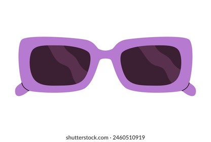 Icon of sunglasses. Retro framed sunglasses, vintage fashion. Flat design, cartoon hand drawn, vector illustration. Template for printing.
